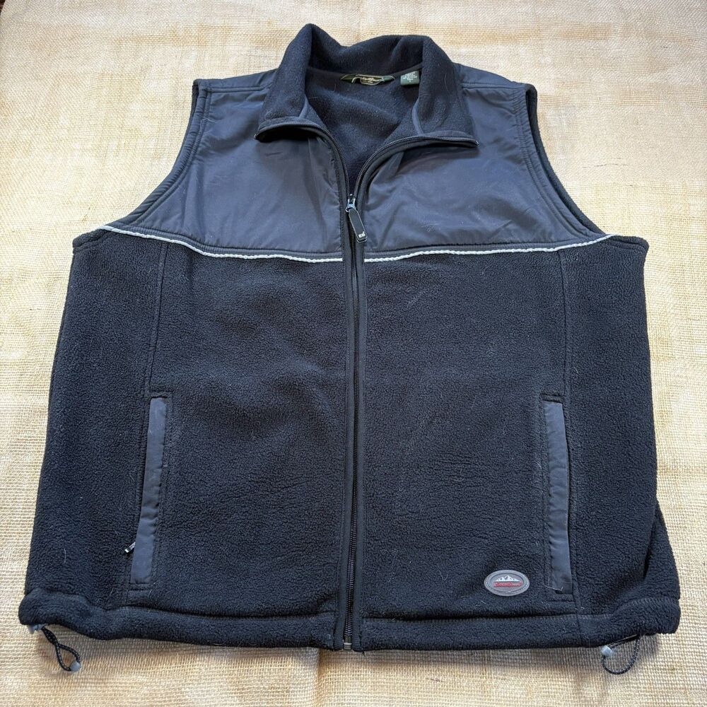 Eddie Bauer Men's Full Zip Black Fleece Vest Size Large Tall